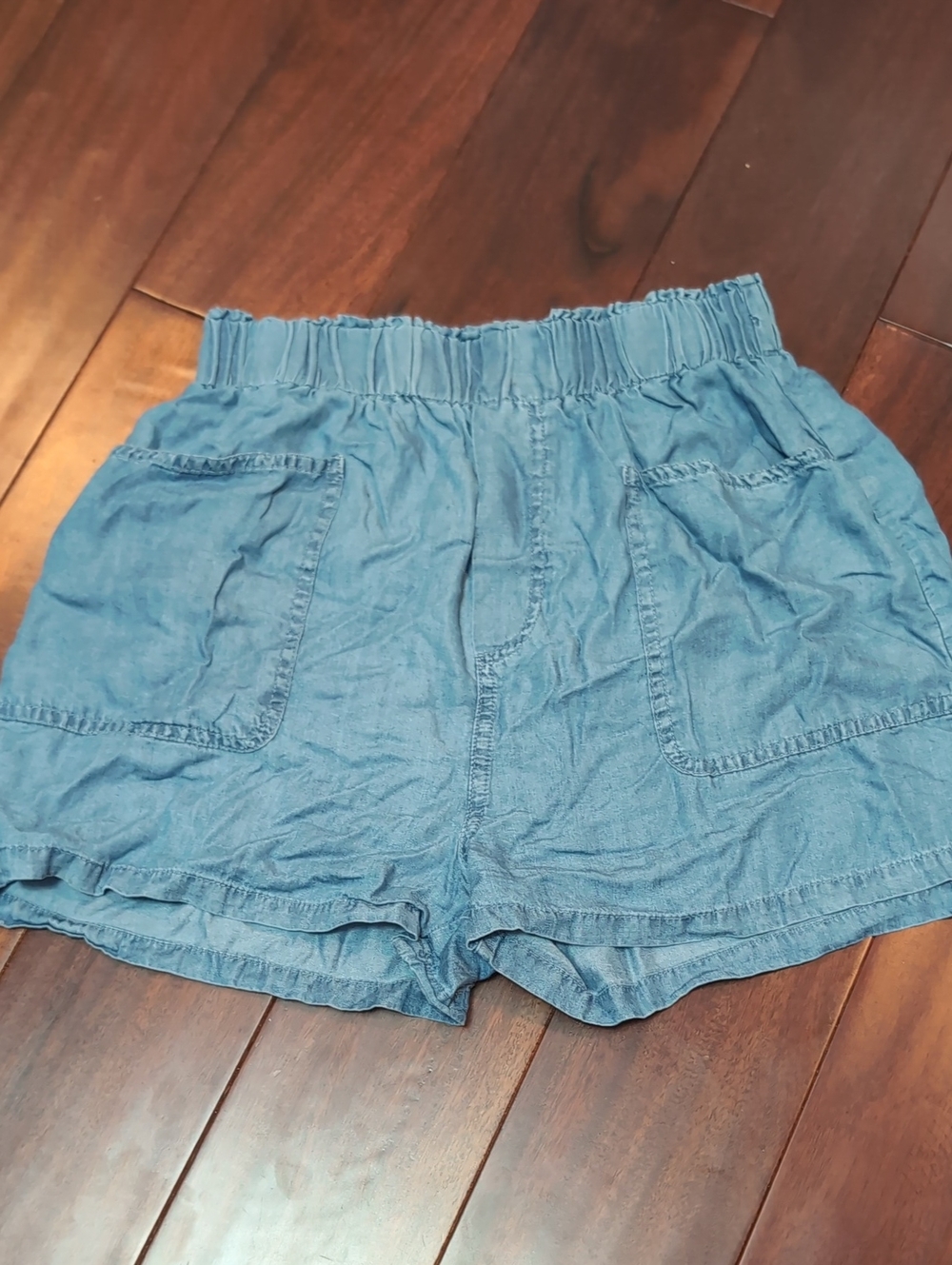 Blu Pepper Light Blue High Waist Elastic Casual Shorts